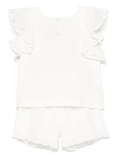Patachou Babies' Broderie-anglaise Top And Shorts Set In 白色