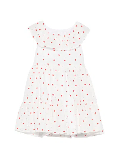 Patachou Broderie-anglaise Floral-print Dress In White