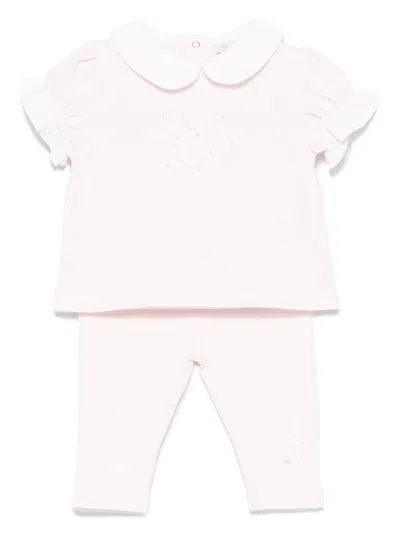 Patachou Babies' Butterfly-appliqué Trousers Set In Pink