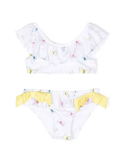 Patachou Kids' Butterfly-print Bikini Set In White