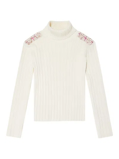 Patachou Kids' Button-detail Knitted Jumper In White