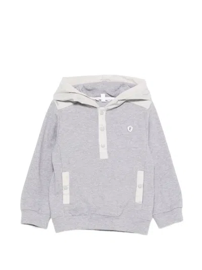 Patachou Kids' Buttoned Hoodie In Gray