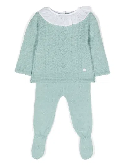 Patachou Cable-knit Babygrow Set In Green