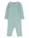 Patachou Cable-knit Round-neck Romper In Green