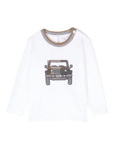 Patachou Babies' Car-embroidered T-shirt In White