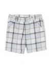 Patachou Boys Blue Check Cotton Shorts In Blue