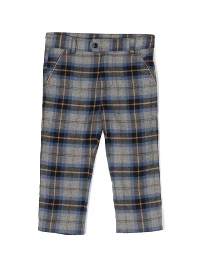 Patachou Babies' Check-pattern Cotton Trousers In Grey