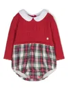 Patachou Check-pattern Knitted Bodysuit In Red