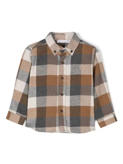 Patachou Babies' Check-pattern Shirt In Nude