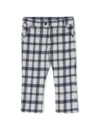 Patachou Babies' Check-pattern Slim-cut Trousers In Blue