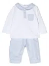 Patachou Check-print Long-sleeve Trouser Set In Blue