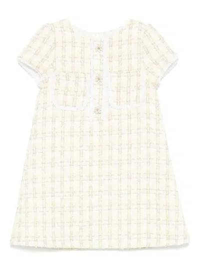 Patachou Kids' Checked Dress In 黄色