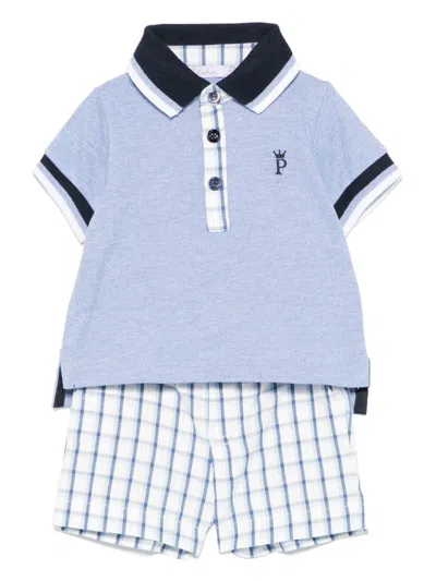 Patachou Babies' Checked Shorts Set In Blue