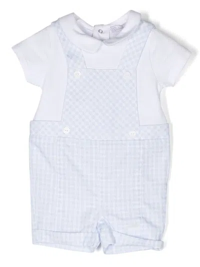 Patachou Babies' Checkered Shorts Romper In Blue