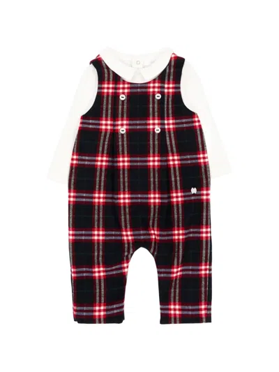 Patachou Babies' Check-pattern Romper In Black