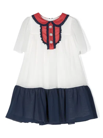 Patachou Kids' Colour-block Yacht Dress In White