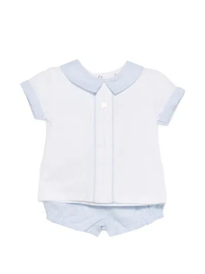 Patachou Babies' Contrast-collar Shorts Set In White
