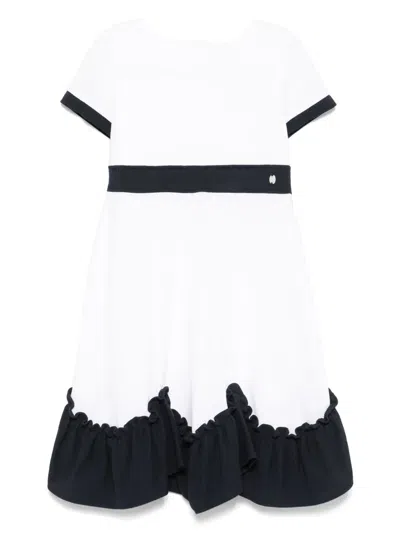 Patachou Babies' Contrasting-trim Dress In 白色