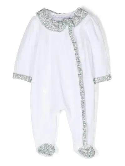 Patachou Babies' Contrasting-trim Floral-print Pajamas In White