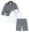 Patachou Cotton Blazer, Shirt, And Shorts Set In Gray