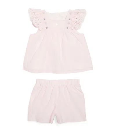 Patachou Kids' Cotton-blend Liberty Top And Shorts Set In Pink