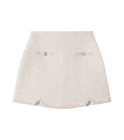 Patachou Kids' Cotton-blend Tweed Skirt In White