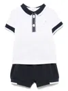 Patachou Cotton Polo And Shorts Set In 蓝色