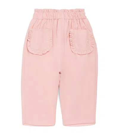 Patachou Kids' Cotton Ruffled Trousers In Pink