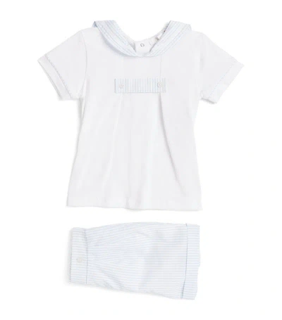 Patachou Cotton Top And Shorts Set (1-24 Months) In Blue