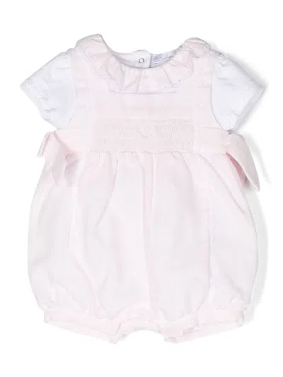 Patachou Babies' Cotton Two-tone Romper In Pink