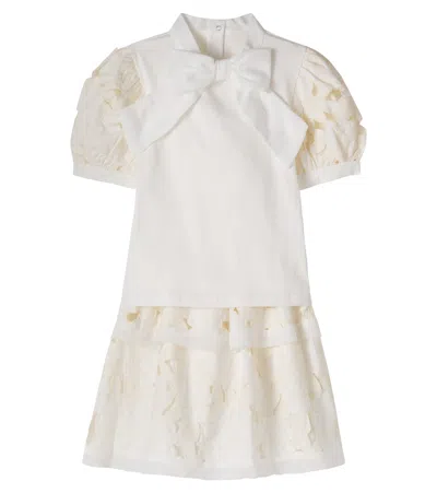Patachou Kids' Cotton-blend Top And Skirt Set In White