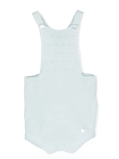 Patachou Babies' Criss-cross-straps Cotton Knit Romper In Blue