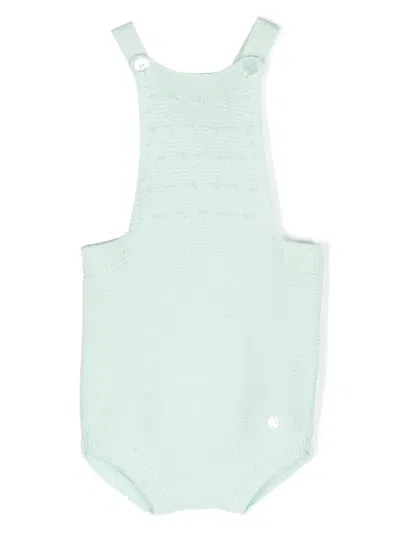 Patachou Babies' Criss-cross-straps Cotton Knit Romper In Green