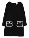 Patachou Crochet-pocket Long-sleeve Dress In Black