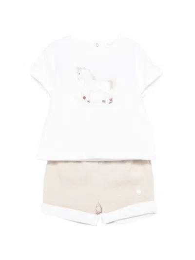 Patachou Babies' Cuffed Button Tracksuit In Neutral
