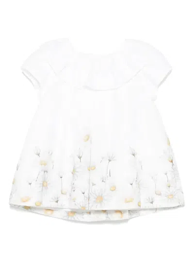 Patachou Babies' Daisies-print Dress In 白色