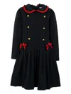 Patachou Double-breasted Bow-detail Dress In Black