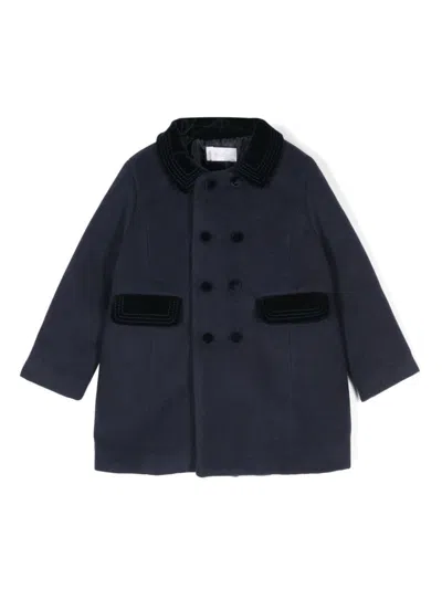 Patachou Kids' Double-breasted Coat In Blue