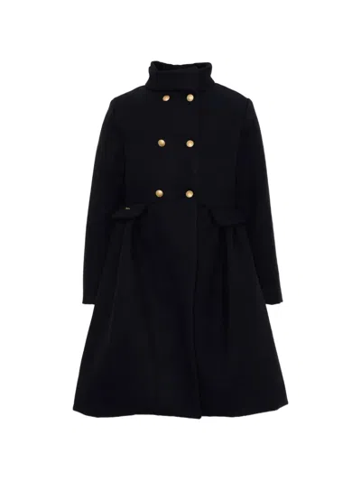Patachou Kids' Double-breasted High-neck Coat In Black