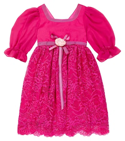 Patachou Kids' Embellished Lace Dress In Pink