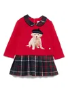 Patachou Embroiderd-dog Dress In Red