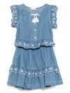 Patachou Embroidered Blouse And Skirt In 蓝色