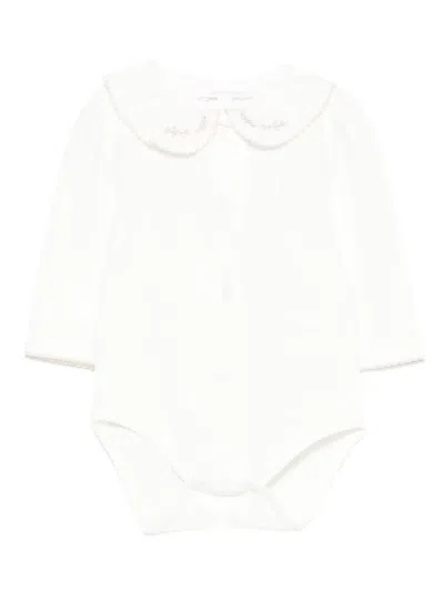 Patachou Babies' Embroidered-collar Body In White
