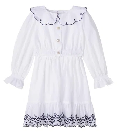 Patachou Kids' Embroidered Cotton Dress In White