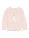 Patachou Embroidered-duck Sweater In Pink