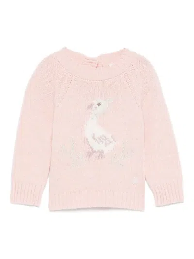 Patachou Babies' Embroidered-duck Sweater In Pink