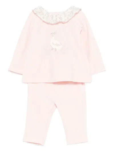 Patachou Babies' Embroidered-duck Trousers (set Of Two) In Pink
