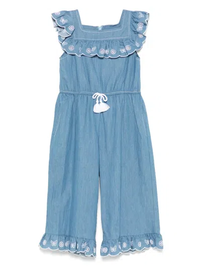 Patachou Embroidered Jumpsuit In 蓝色