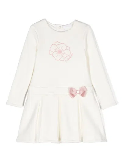 Patachou Kids' Embroidered-logo Dress In Neutrals