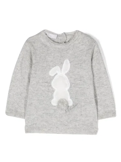Patachou Babies' Embroidered-motif Fine-knit Jumper In Grey